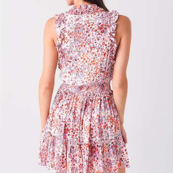 Poupette St Barth Triny Mini Dress in Pink Murrina Ruffle Size XS - Picture 2 of 7